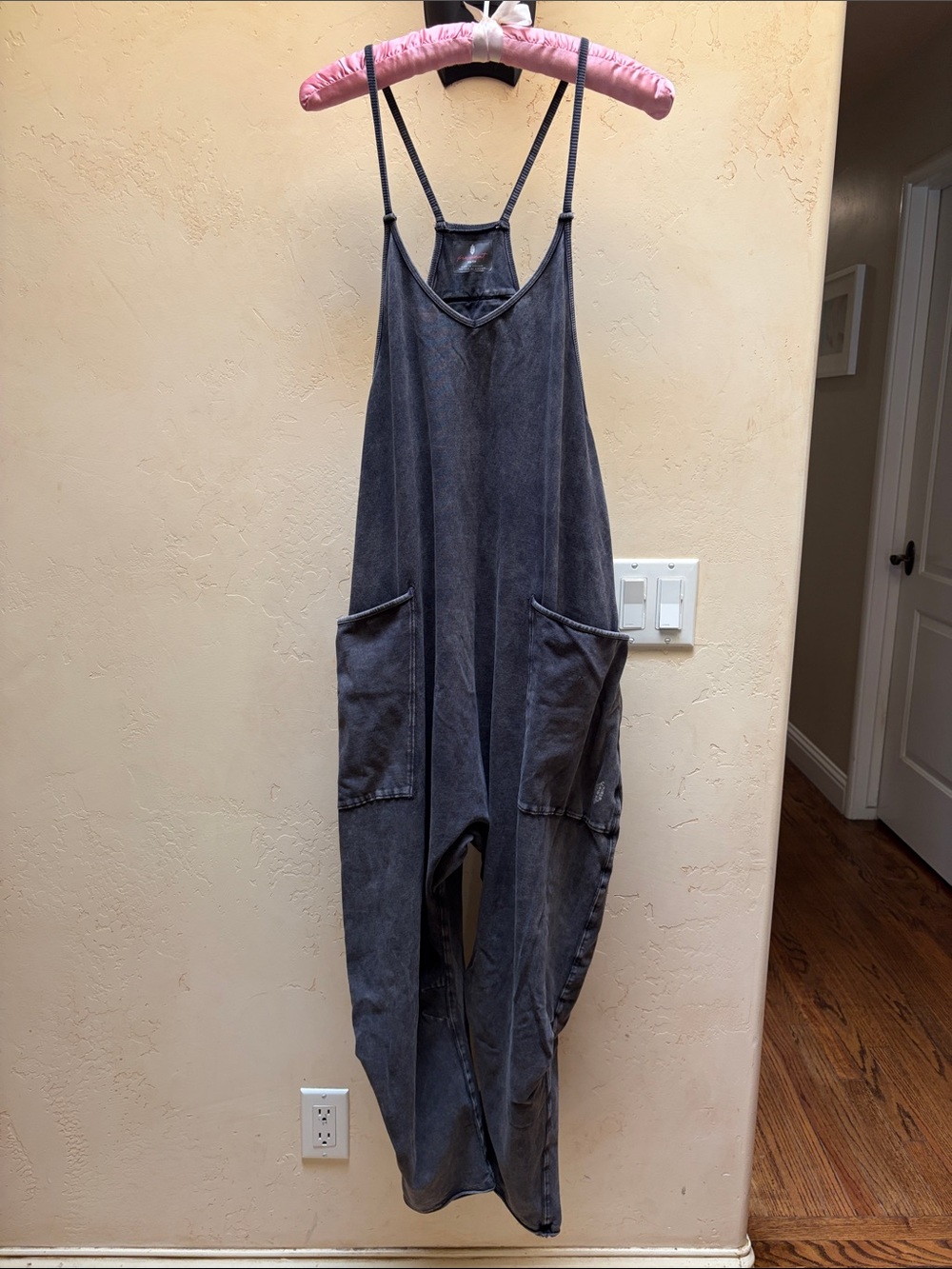 Sz XS FP Movement by Free People Washed Black Soft Relaxed Fit Overalls/Playsuit